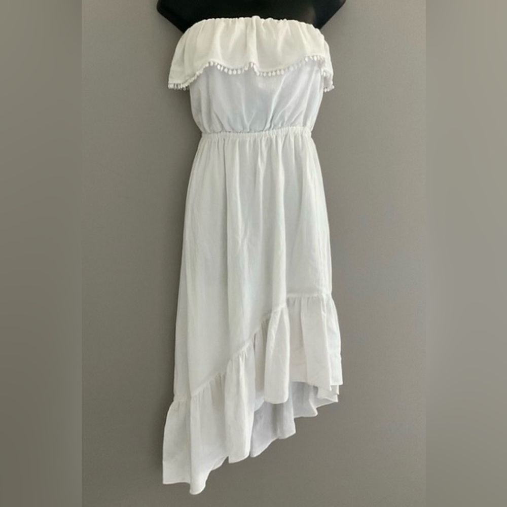 Tina Turk White Ruffle Diagonal Hem Summer Dress